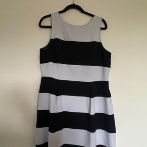 Ann Taylor Loft A-Line Gray & Black Striped Dress